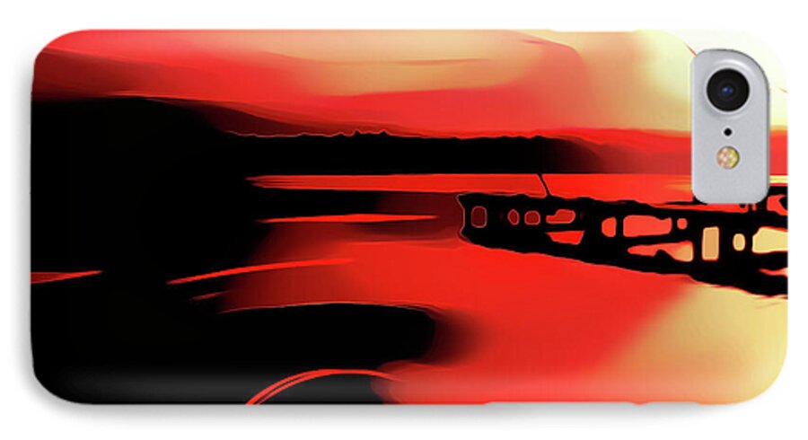 Landscape iPhone 7 Case featuring the digital art Sunset of Fire by Eddie Eastwood