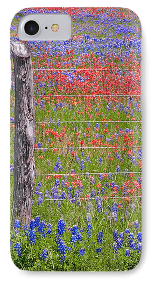 Texas Bluebonnets iPhone 7 Case featuring the photograph Texas Bluebonnets and Paintbrush - Wildflowers Landscape Flowers Blue Bonnet by Jon Holiday
