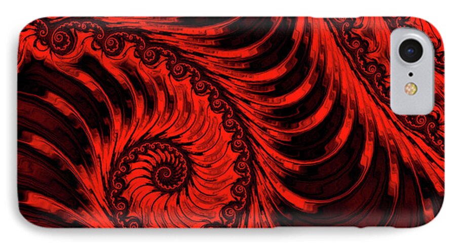 Red Fractal iPhone 7 Case featuring the digital art The Descent by Susan Maxwell Schmidt