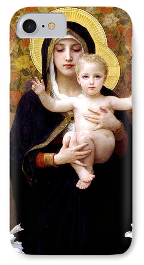 The Virgin Of The Lilies iPhone 7 Case featuring the digital art The Virgin of the Lilies by William Bouguereau