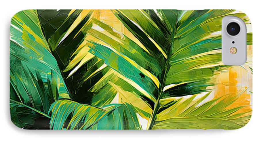 Tropical Leaves iPhone 7 Case featuring the digital art Tropical Leaves by Lourry Legarde