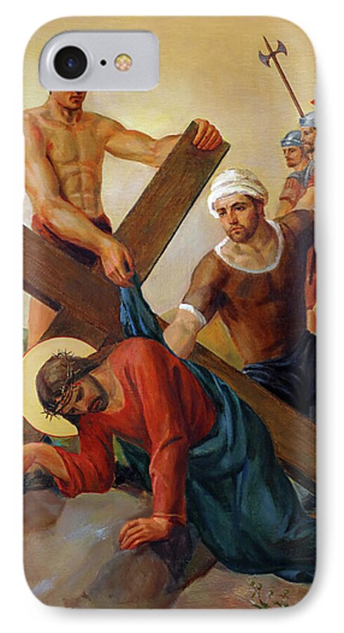 Via Dolorosa iPhone 7 Case featuring the painting Via Dolorosa - The Second Fall Of Jesus - 7 by Svitozar Nenyuk