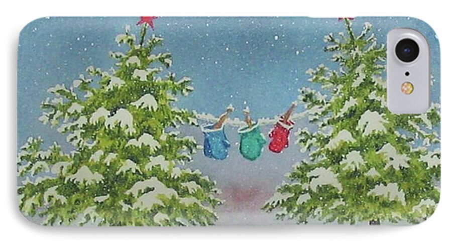 Fun iPhone 7 Case featuring the painting Winter is Fun by Mary Ellen Mueller Legault