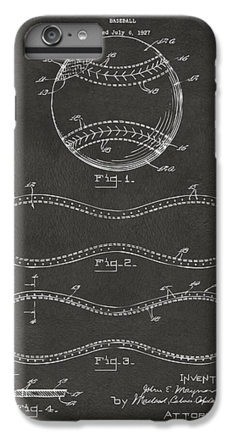 Baseball iPhone 7 Plus Case featuring the digital art 1928 Baseball Patent Artwork - Gray by Nikki Marie Smith