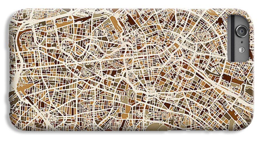Berlin Map iPhone 7 Plus Case featuring the digital art Berlin Germany Street Map by Michael Tompsett