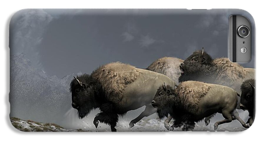 Bison iPhone 7 Plus Case featuring the digital art Bison Stampede by Daniel Eskridge