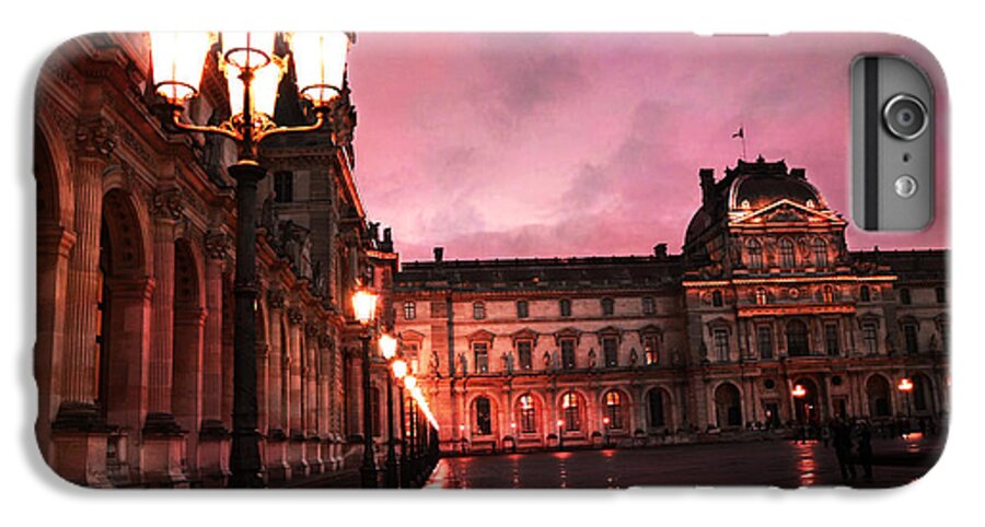 Paris Louvre Museum Night Photography iPhone 7 Plus Case featuring the photograph Paris Louvre Museum Night Architecture Street Lamps - Paris Louvre Museum Lanterns Night Lights by Kathy Fornal