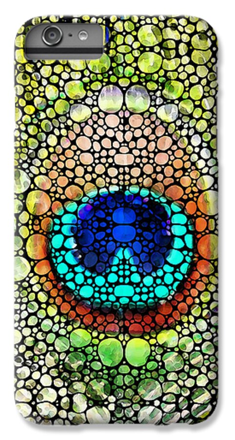 Peacock iPhone 7 Plus Case featuring the painting Peacock Feather - Stone Rock'd Art by Sharon Cummings by Sharon Cummings