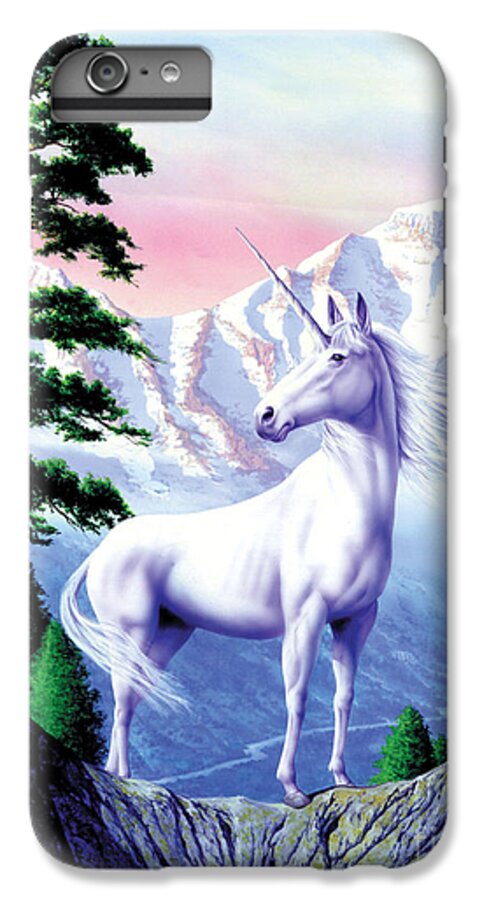 Animal iPhone 7 Plus Case featuring the digital art Unicorn the land that time forgot by MGL Meiklejohn Graphics Licensing