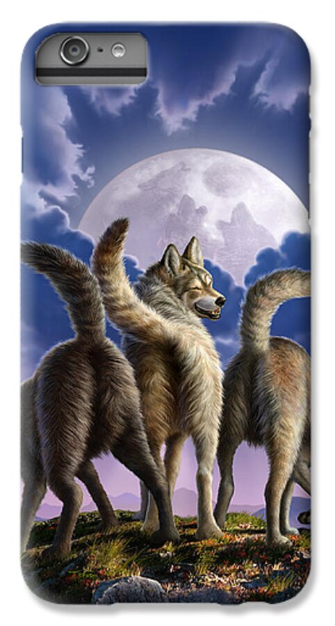 Wolf iPhone 7 Plus Case featuring the digital art 3 Wolves Mooning by Jerry LoFaro