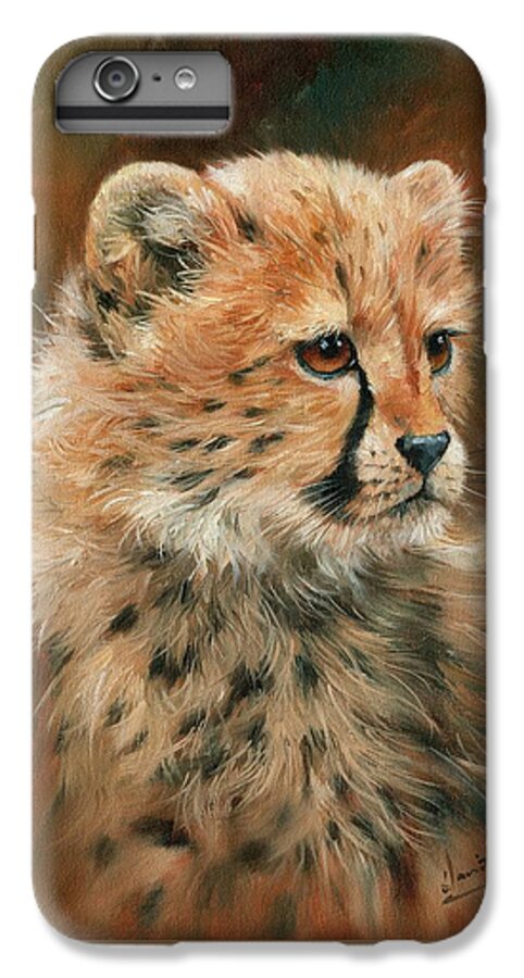 Cheetah iPhone 7 Plus Case featuring the painting Cheetah Cub #5 by David Stribbling