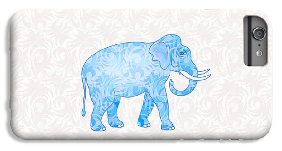 Elephant iPhone 7 Plus Case featuring the digital art Blue Damask Elephant by Antique Images 