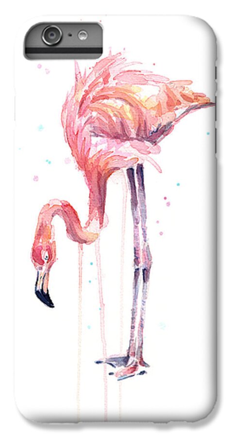 Watercolor Flamingo iPhone 7 Plus Case featuring the painting Flamingo Watercolor - Facing Left by Olga Shvartsur