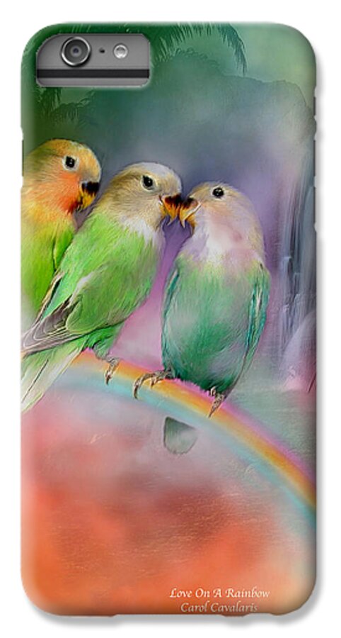 Lovebird iPhone 7 Plus Case featuring the mixed media Love On A Rainbow by Carol Cavalaris
