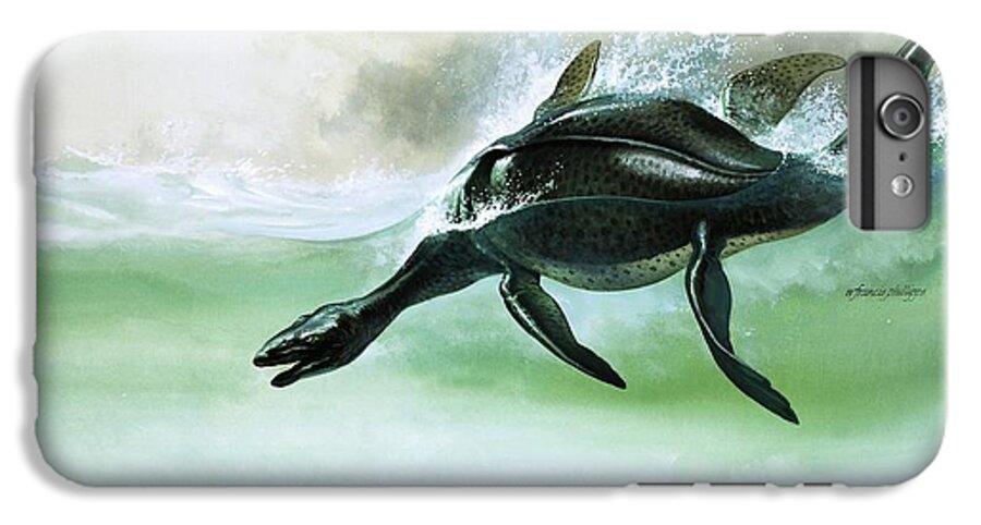 Plesiosaurus; Dinosaur; Dinosaurs; Sea; Water; Swimming; Prehistoric Animals; Pre-historic Animals iPhone 7 Plus Case featuring the painting Plesiosaurus by William Francis Phillipps