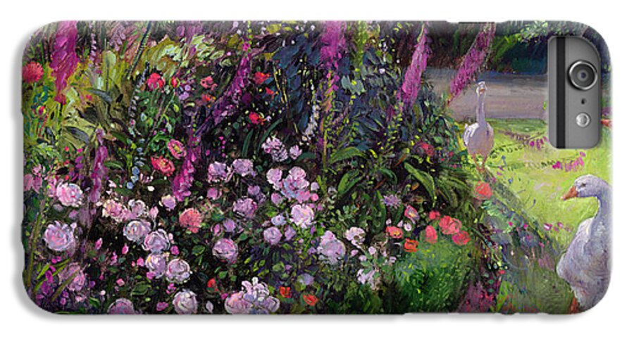 Landscape iPhone 7 Plus Case featuring the painting Rose Bed and Geese by Timothy Easton