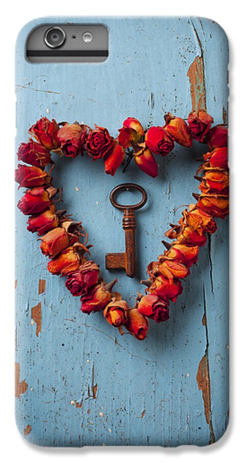 Love Rose Heart Wreath iPhone 7 Plus Case featuring the photograph Small rose heart wreath with key by Garry Gay