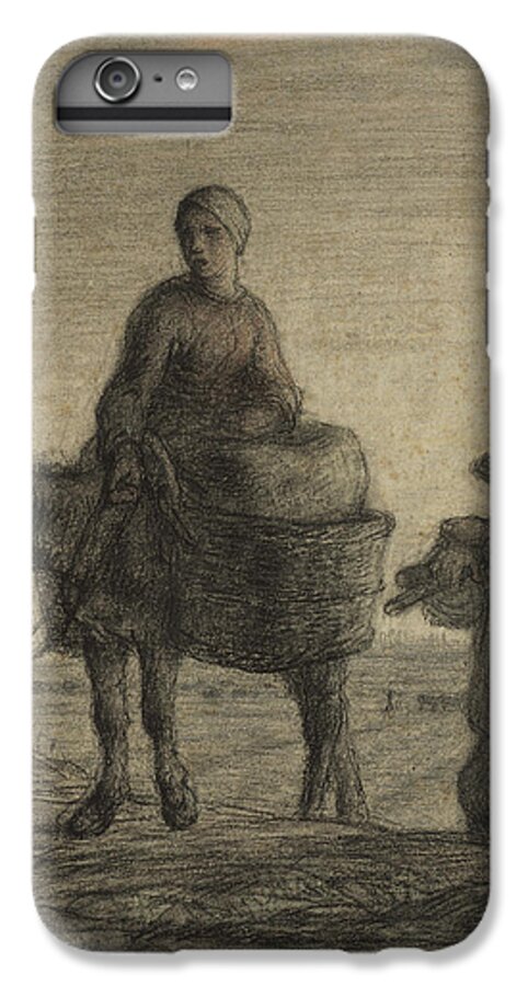 Millet iPhone 7 Plus Case featuring the drawing The Departure for Work by Jean-Francois Millet