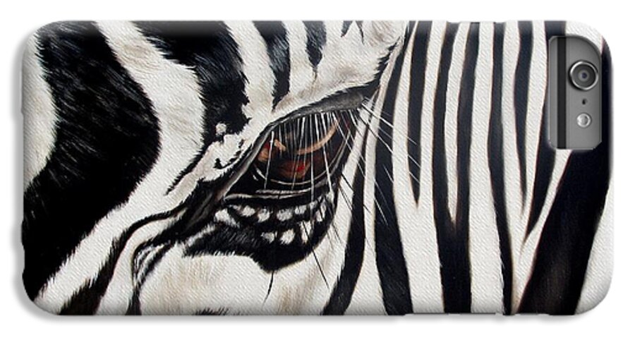 Zebra iPhone 7 Plus Case featuring the painting Zebra Eye by Ilse Kleyn