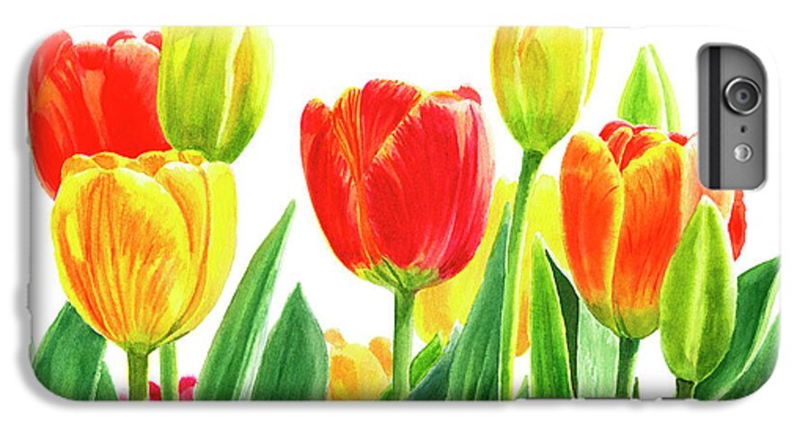 Tulips iPhone 7 Plus Case featuring the painting Orange and Yellow Tulips Horizontal Design by Sharon Freeman