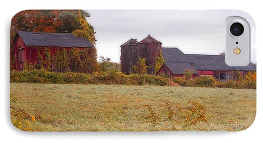 Red Barn iPhone 8 Case featuring the photograph Abandoned Connecticut Farm by John Vose