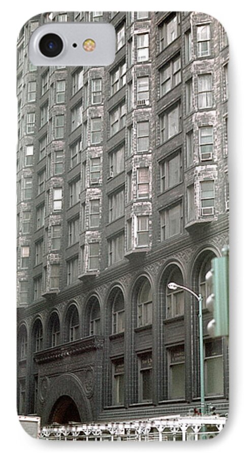 1889 Chicago Stock Exchange Building Designed By Sullivan & Adler. This Classic Office Building Was Demolished In The Early 1970's. Louis Sullivan Was Famous For His Archway Entrance. iPhone 8 Case featuring the photograph 1889 Chicago Stock Exchange Building by Robert Birkenes