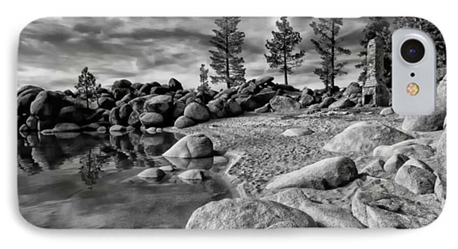 Black And White iPhone 8 Case featuring the photograph Chimney Beach Lake Tahoe #1 by Scott McGuire