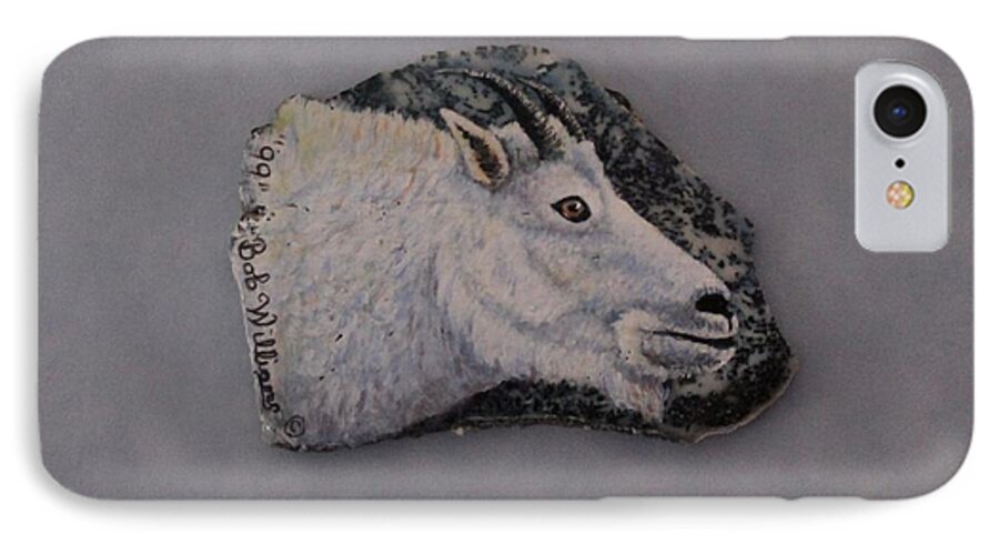 Mountain Goat iPhone 8 Case featuring the painting Glacier Park Mountain Goat by Bob Williams