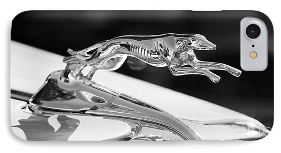 Ford iPhone 8 Case featuring the photograph Greyhound Hood Ornament #1 by Chris Dutton