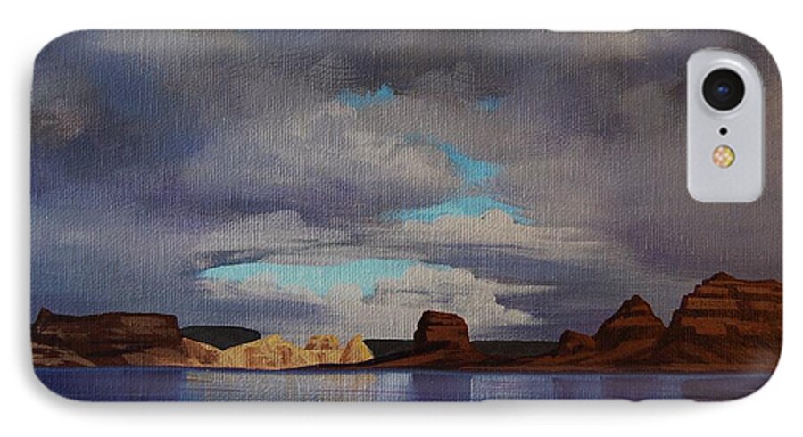 Lake Powell iPhone 8 Case featuring the painting Lake Powell Storm by Cheryl Fecht