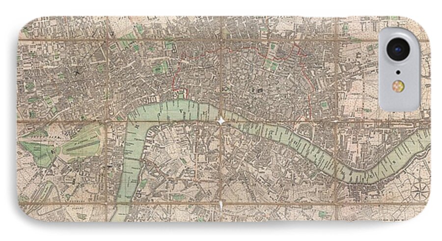 This Is A Rare 1795 Folding Pocket Map Or Street Plan Of London iPhone 8 Case featuring the photograph 1795 Bowles Pocket Map of London by Paul Fearn