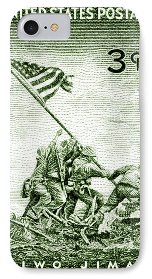 Stamp iPhone 8 Case featuring the painting 1945 Marines on Iwo Jima Stamp by Historic Image