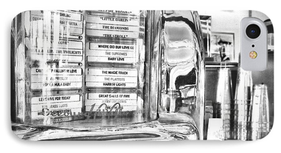 Mini-jukebox iPhone 8 Case featuring the photograph Name That Tune #2 by Peggy Hughes