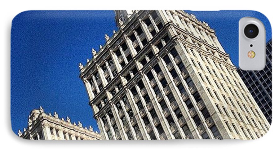 City iPhone 8 Case featuring the photograph Wrigley Building- Chicago #2 by Mike Maher
