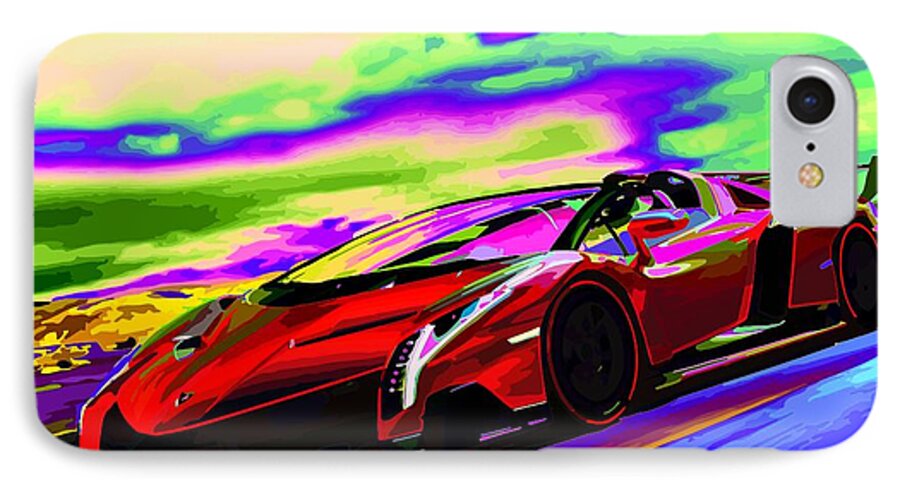 2014 iPhone 8 Case featuring the digital art 2014 Lamborghini Veneno Roadster Abstract by Maciek Froncisz