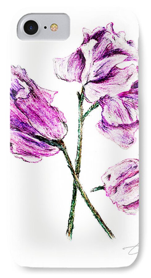 Sweet Pea iPhone 8 Case featuring the painting Sweet pea #3 by Danuta Bennett