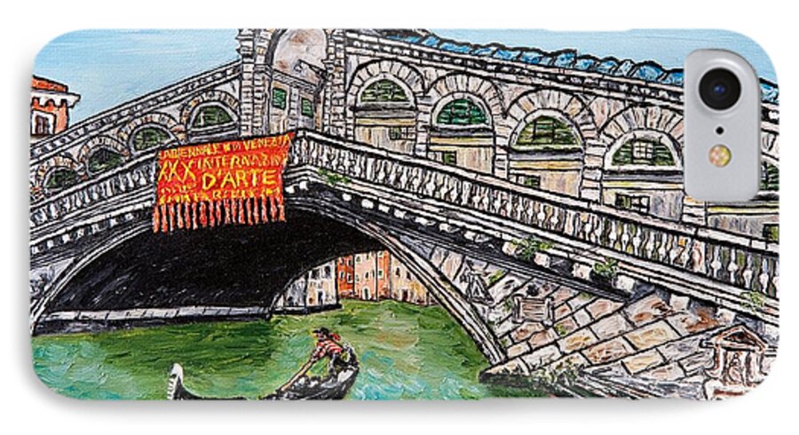 Oil Painting iPhone 8 Case featuring the painting Ponte di Rialto #4 by Loredana Messina