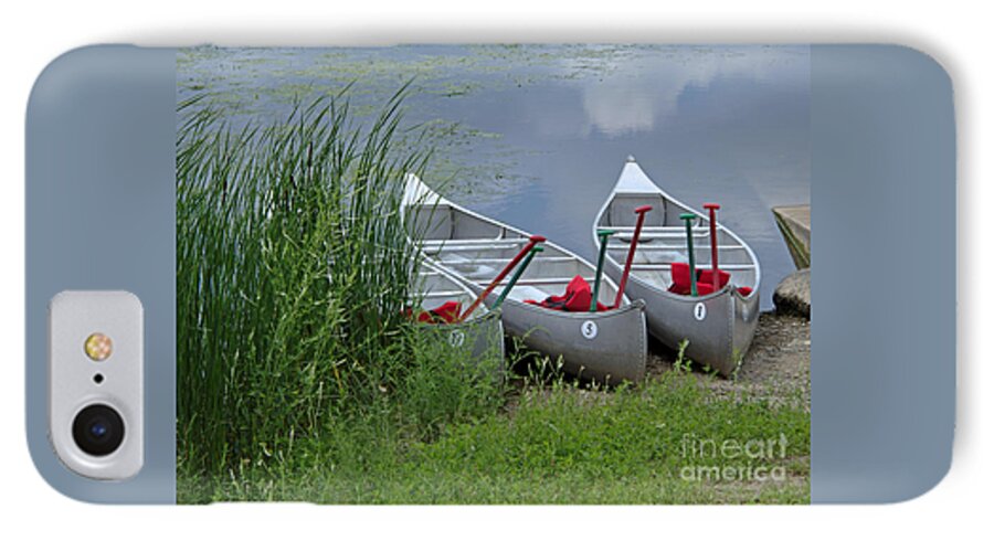Canoes iPhone 8 Case featuring the photograph At Waters Edge #2 by Ann Horn