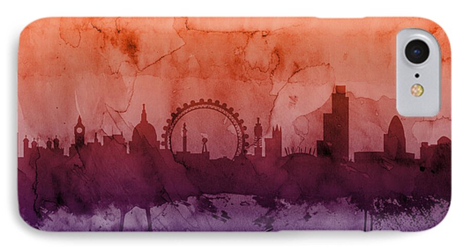 London iPhone 8 Case featuring the digital art London England Skyline #5 by Michael Tompsett