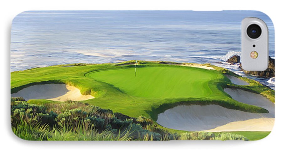 7th Hole iPhone 8 Case featuring the painting 7th Hole At Pebble Beach by Tim Gilliland