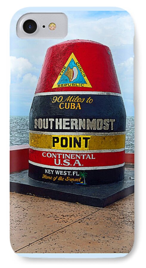 Key West Florida iPhone 8 Case featuring the photograph Southernmost Point Key West - 90 Miles to Cuba by Rebecca Korpita
