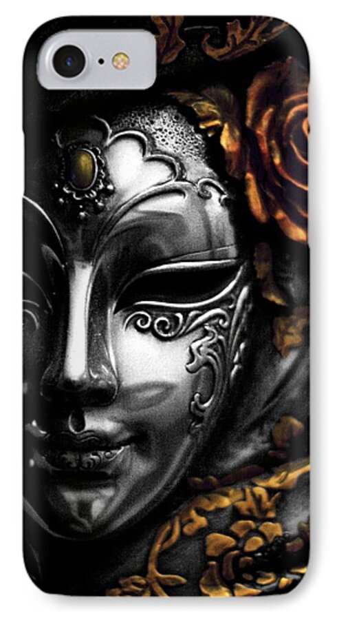 Mardis Gras Mask iPhone 8 Case featuring the photograph A Touch of Color by Stephanie Hollingsworth