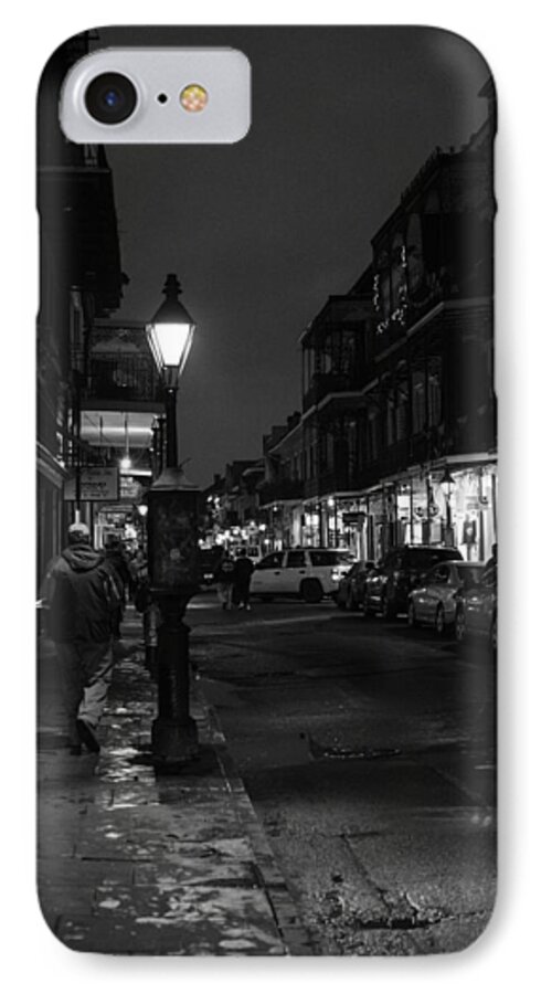 Black And White iPhone 8 Case featuring the photograph A Night in the French Quarter by Hillis Creative