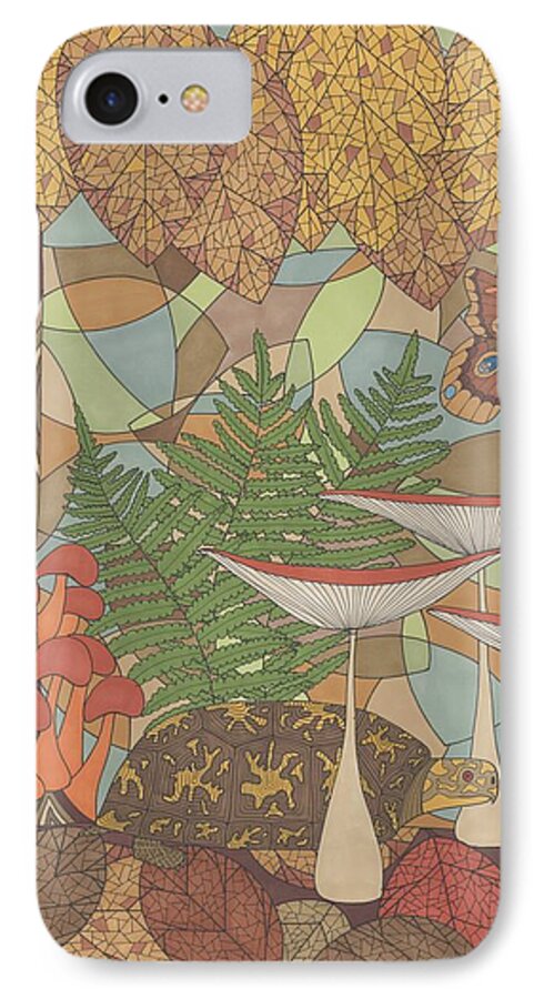 Box Turtle iPhone 8 Case featuring the drawing A Turtles View by Pamela Schiermeyer
