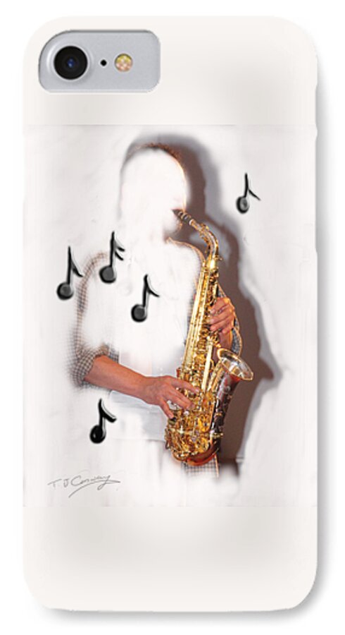 Saxophone iPhone 8 Case featuring the photograph Abstract saxophone player by Tom Conway