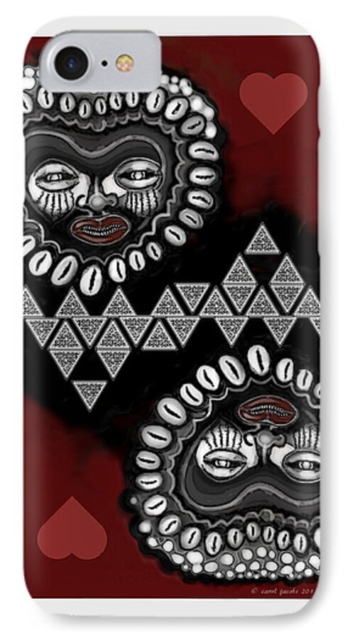 Queen-of-hearts iPhone 8 Case featuring the painting African Queen-of-Hearts Card by Carol Jacobs
