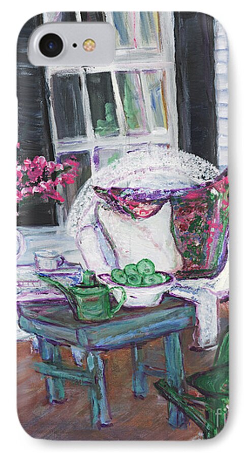 Porch iPhone 8 Case featuring the painting Afternoon At Emmaline's Front Porch by Helena Bebirian