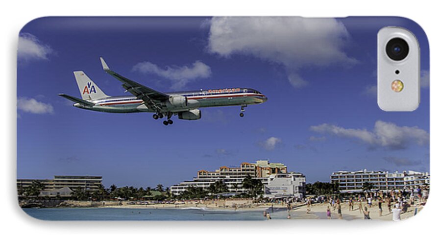 American Airlines iPhone 8 Case featuring the photograph American Airlines at St. Maarten by David Gleeson