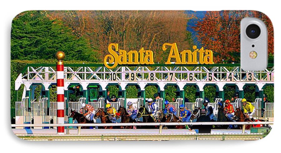 Santa Anita iPhone 8 Case featuring the photograph And They're Off At Santa Anita by Nadalyn Larsen