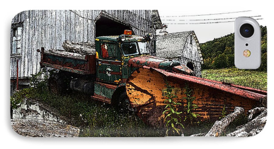 Antique Truck iPhone 8 Case featuring the photograph Antique Truck with Plow by Michael Spano